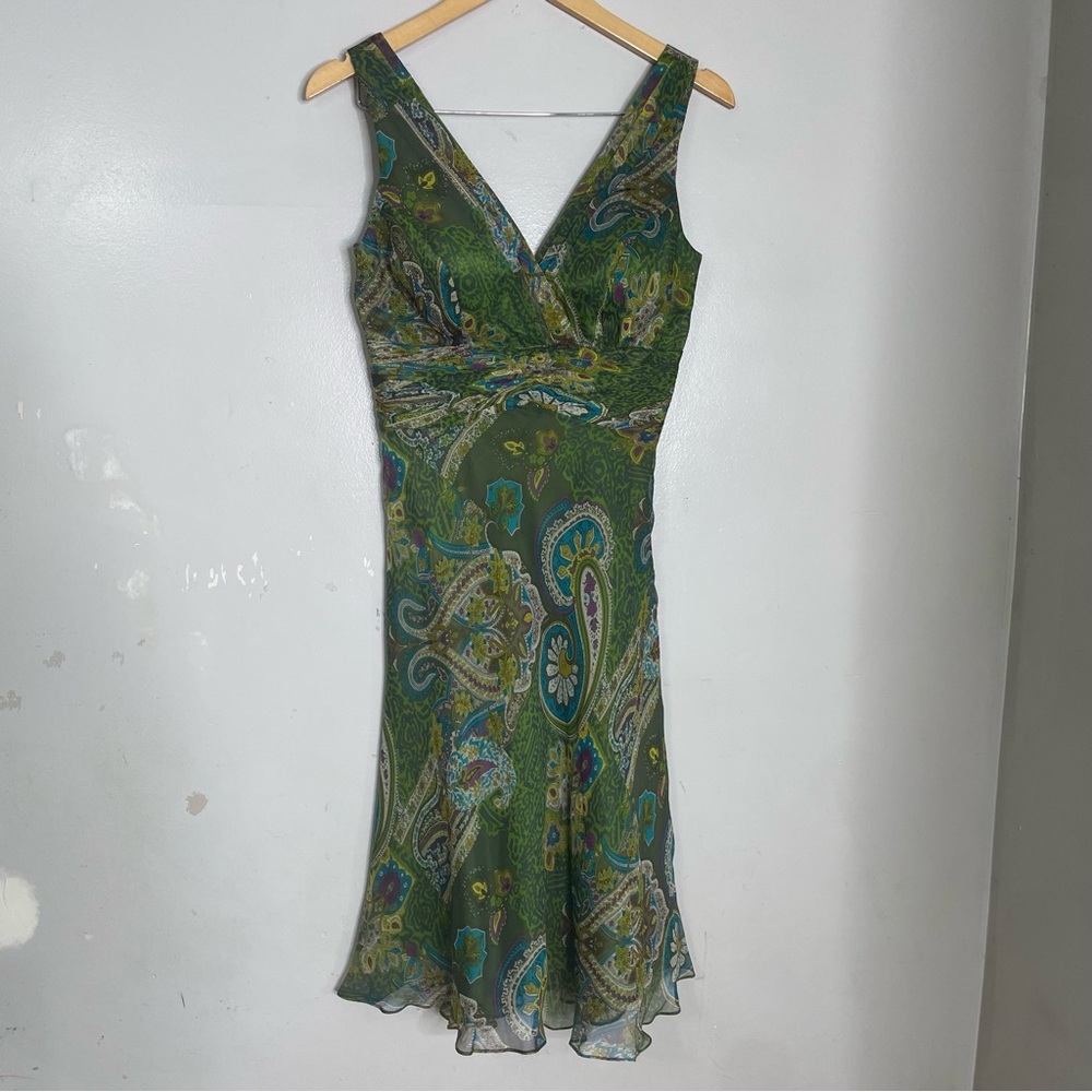 Vintage 90s Y2K Whimsigoth Fairy Morrell Maxie Paisley Silk Slip Dress 4‎